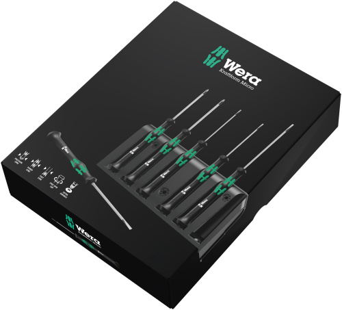 Набор отверток WERA Kraftform Micro 2067/6 TORX® BO, с отверстием. фото 3