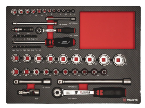 Набор головок 1/4+1/2 дюйма Wurth, 56 шт.